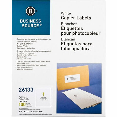 Business Source 8-1/2"x11" Copier Labels